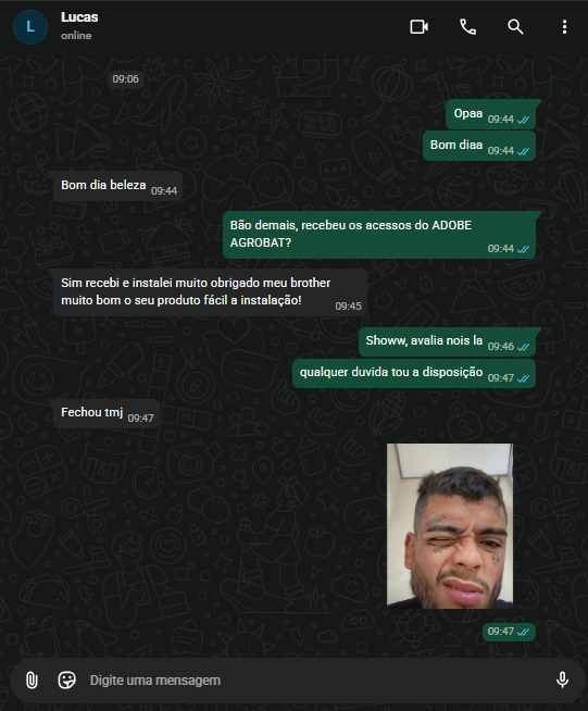 Conversa no WhatsApp com Lucas